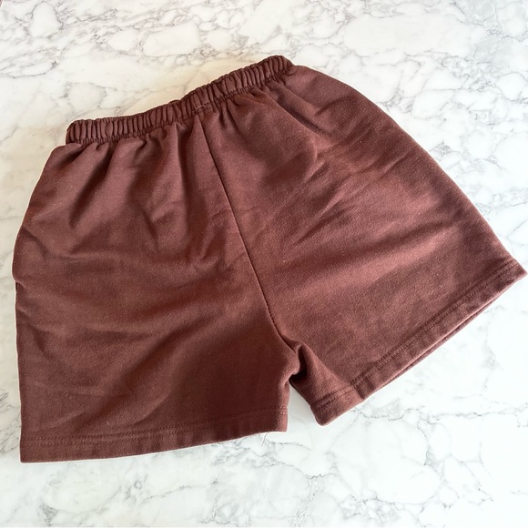 Brown shorts soft cozy sweat shorts warm teddy high waisted cotton basketball - Picture 3 of 11